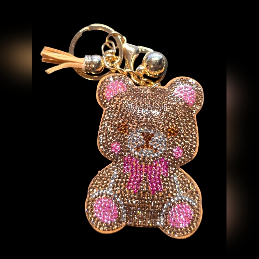 Brown and Pink Bear Key Holder